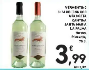 Conad VERMENTINO DI SARDEGNA DOC ARA GOSTA CANTINA SANTA MARIA LA PALMA 75 cl offerta