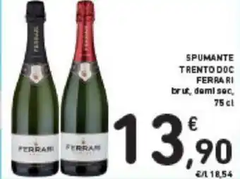 Conad SPUMANTE TRENTO DOC FERRARI brut, demi sec 75 cl offerta