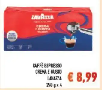 Conad CAFFÈ ESPRESSO CREMA E GUSTO LAVAZZA 250 g x 4 offerta
