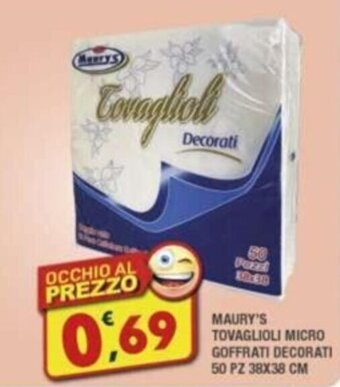Maury's MAURY'S TOVAGLIOLI MICRO GOFFRATI DECORATI 50 PZ 38X38 CM offerta