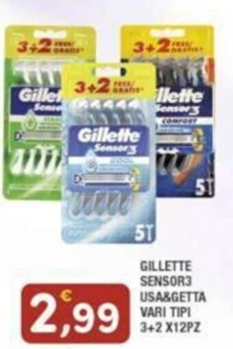 Maury's GILLETTE SENSOR3 USA&GETTA VARI TIPI 3+2 X12PZ offerta