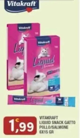 Maury's VITAKRAFT LIQUID SNACK GATTO POLLO/SALMONE 6X15 GR offerta