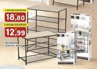 Maury's MA MAISON SCAFFALE WOOD 3 RIPIANI 60X30XH43 offerta