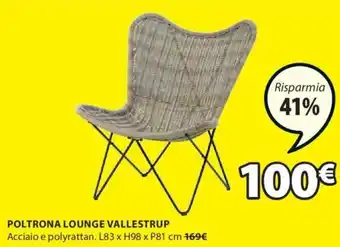 JYSK POLTRONA LOUNGE VALLESTRUP Acciaio e polyrattan. L83 x H98 x P81 cm offerta