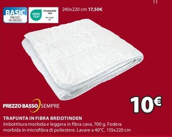 JYSK TRAPUNTA IN FIBRA BREIDTINDEN 155x220 cm offerta