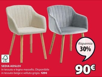 JYSK FSC SEDIA ADSLEV offerta