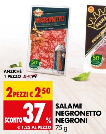 Tigros SALAME NEGRONETTO NEGRONI 75 g offerta