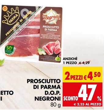 Tigros PROSCIUTTO DI PARMA D.O.P. NEGRONI 80 g offerta
