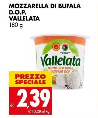 Tigros MOZZARELLA DI BUFALA D.O.P. VALLELATA 180 g offerta
