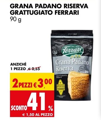 Tigros GRANA PADANO RISERVA GRATTUGIATO FERRARI 90 g offerta