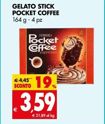 Tigros GELATO STICK POCKET COFFEE 164 g - 4 pz offerta