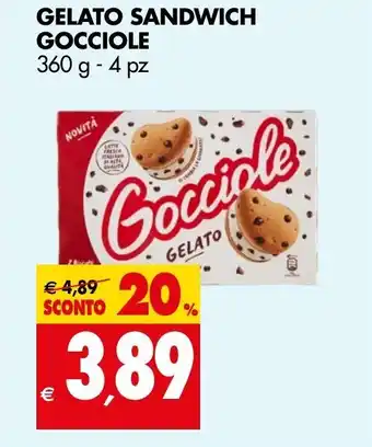 Tigros GELATO SANDWICH GOCCIOLE 360 g - 4 pz offerta