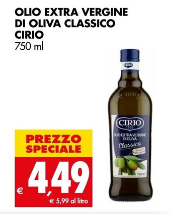 Tigros OLIO EXTRA VERGINE DI OLIVA CLASSICO CIRIO 750 ml offerta