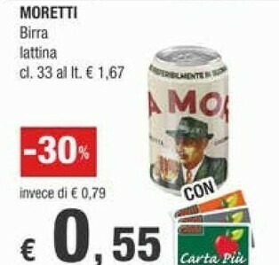 Crai Birra Moretti - Birra Moretti 330 g(ml) offerta