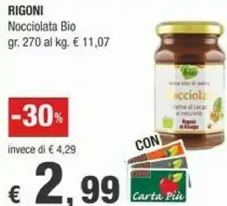 Crai Rigoni Di Asiago Nocciolata Bianca Crema Alle Nocciole Bio 270 G(ml) offerta