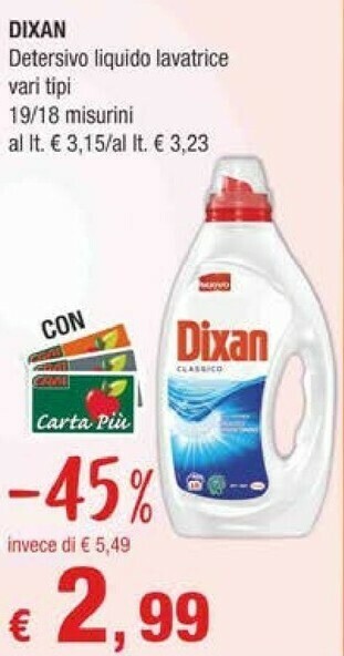 Crai Dixan Detersivo Liquido Lavatrice offerta