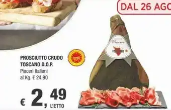 Crai Piaceri Italiani Prosciutto Crudo Toscano Dop offerta