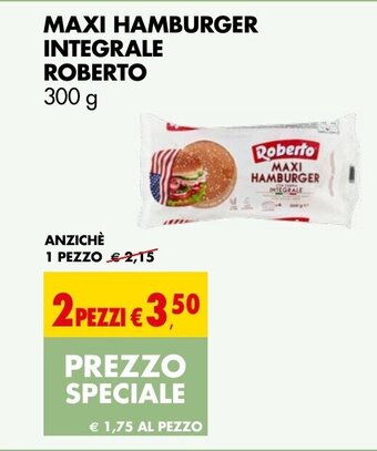 Tigros MAXI HAMBURGER INTEGRALE ROBERTO 300 g offerta