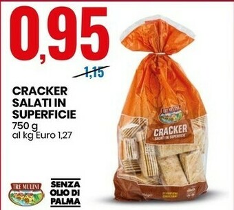 Eurospin Tre Mulini - Crackers Salati In Superficie Senza Olio di Palma offerta