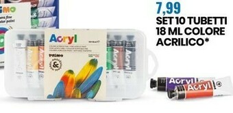 Set 10 Tubetti 18ml Colore Acrilico
