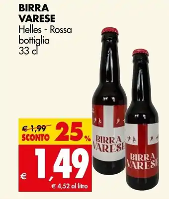 Tigros BIRRA VARESE Helles - Rossa bottiglia 33 cl offerta