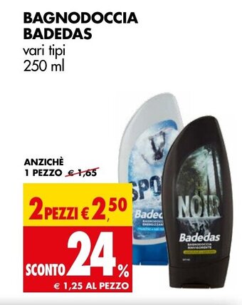 Tigros BAGNODOCCIA BADEDAS vari tipi 250 ml offerta