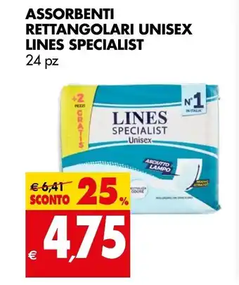 Tigros ASSORBENTI RETTANGOLARI UNISEX LINES SPECIALIST 24 pz offerta