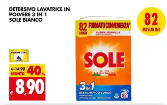 Tigros DETERSIVO LAVATRICE IN POLVERE 3 IN 1 SOLE BIANCO offerta