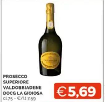 Mercatò PROSECCO SUPERIORE VALDOBBIADENE DOCG LA GIOIOSA cl.75 offerta
