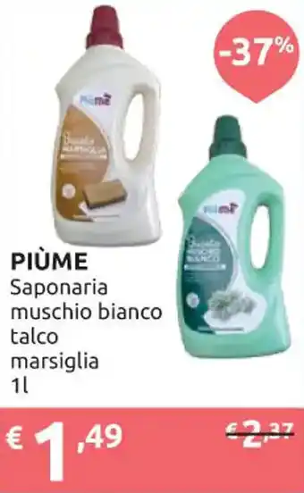 Ipersoap PIÙME Saponaria muschio bianco talco marsiglia 1 l offerta