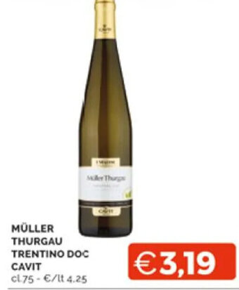 Mercatò MÜLLER THURGAU TRENTINO DOC CAVIT cl.75 offerta