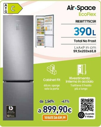 Unieuro Samsung RB38T775CSR Frigorifero Con Congelatore Libera Installazione 385 L C Argento offerta