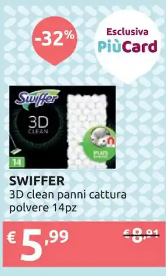 Ipersoap SWIFFER 3D clean panni cattura polvere 14pz offerta