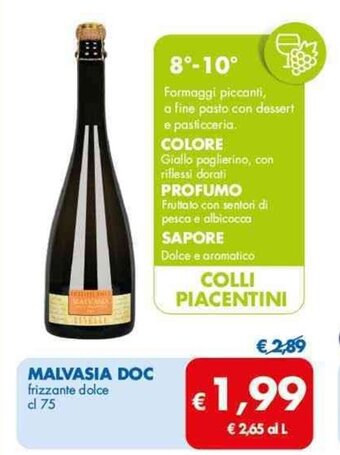 MD Discount MALVASIA DOC frizzante dolce cl 75 offerta