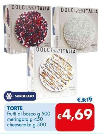 MD Discount TORTE frutti di bosco g 500 meringata g 450 cheesecake g 500 offerta