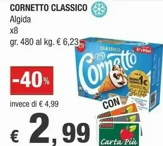 Crai Algida Cornetto Classico offerta