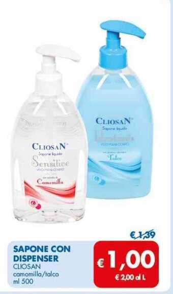 MD Discount SAPONE CON DISPENSER CLIOSAN camomilla/talco ml 500 offerta
