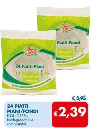 MD Discount 24 PIATTI PIANI/FONDI FLOU GREEN biodegradabili e compostabili offerta