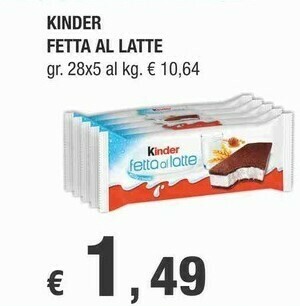 Crai Ferrero Kinder Fetta Al Latte 28 G(ml) offerta