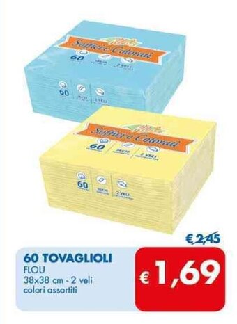 MD Discount 60 TOVAGLIOLI FLOU 38x38 cm - 2 veli colori assortiti offerta