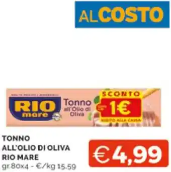 Mercatò TONNO ALL'OLIO DI OLIVA RIO MARE gr. 80 x 4 offerta