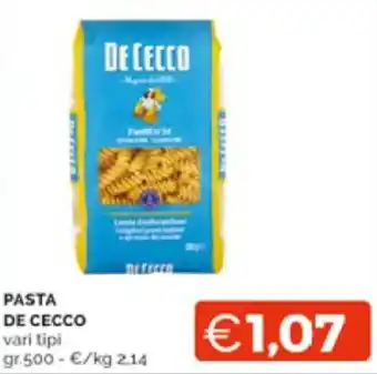 Mercatò PASTA DE CECCO vari tipi 500 gr. offerta