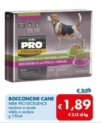 MD Discount BOCCONCINI CANE MIBA PRO EXCELLENCE tacchino e carote vitello e verdure g 150x4 offerta