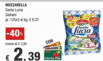 Crai Galbani Tris Di Mozzarella Santa Lucia 375 G(ml) offerta