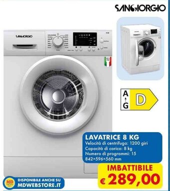 MD Discount SANGIORGIO LAVATRICE 8 KG offerta