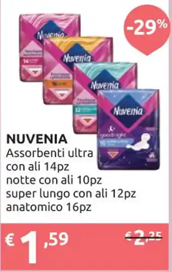 NUVENIA Assorbenti ultra con ali 14pz notte con ali 10pz super lungo con ali 12pz anatomico 16pz