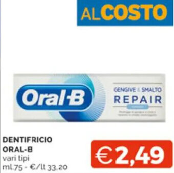 Mercatò DENTIFRICIO ORAL-B vari tipi ml.75 offerta