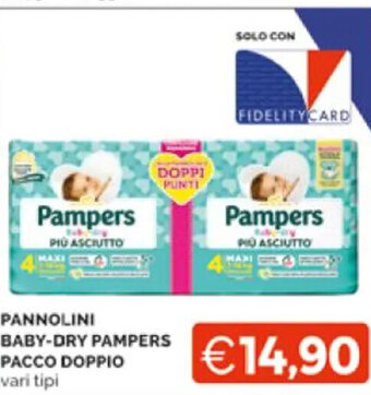 Mercatò PANNOLINI BABY-DRY PAMPERS PACCO DOPPIO vari tipi offerta