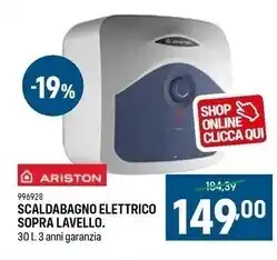 Cfadda Ariston scaldabagno elettrico sopra lavello offerta