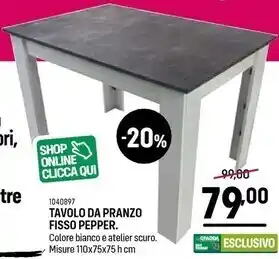 Cfadda Tavolo da pranzo fisso pepper offerta